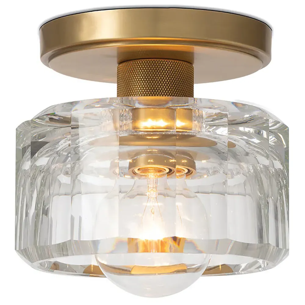 Bijoux Crystal Shade Flush Mount - Natural Brass, Metal