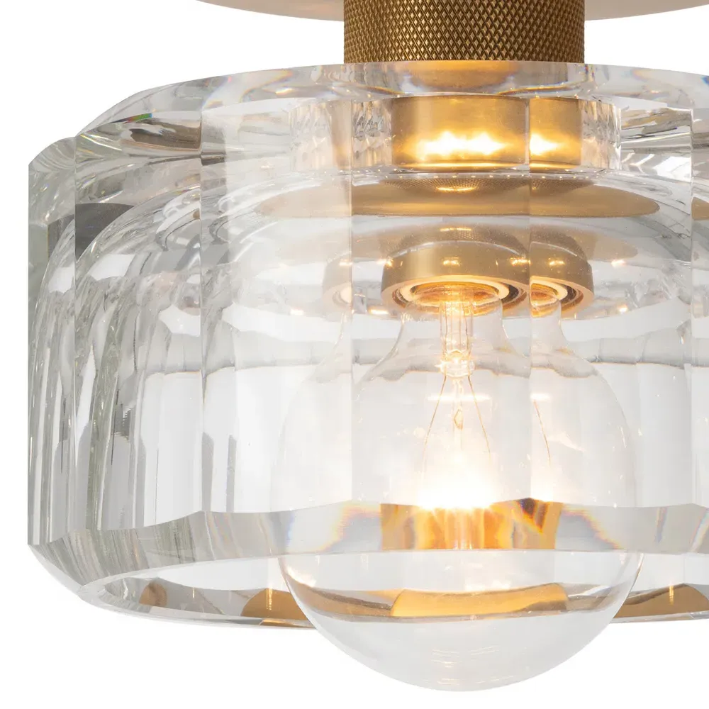 Bijoux Crystal Shade Flush Mount - Natural Brass, Metal