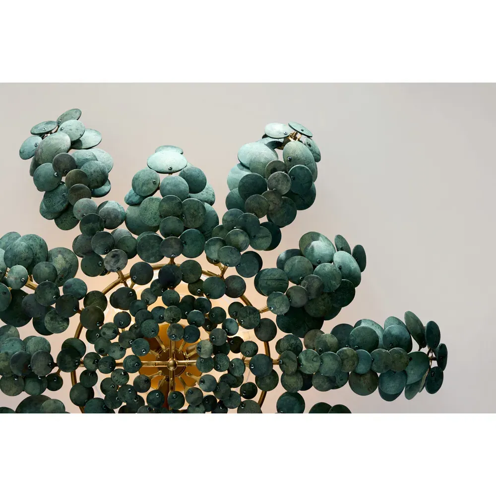 Bilal Coastal Beach Eucalyptus Shell Semi Flush Mount - Green