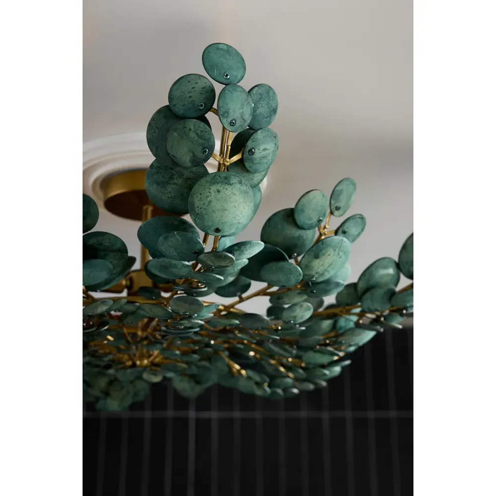 Bilal Coastal Beach Eucalyptus Shell Semi Flush Mount - Green