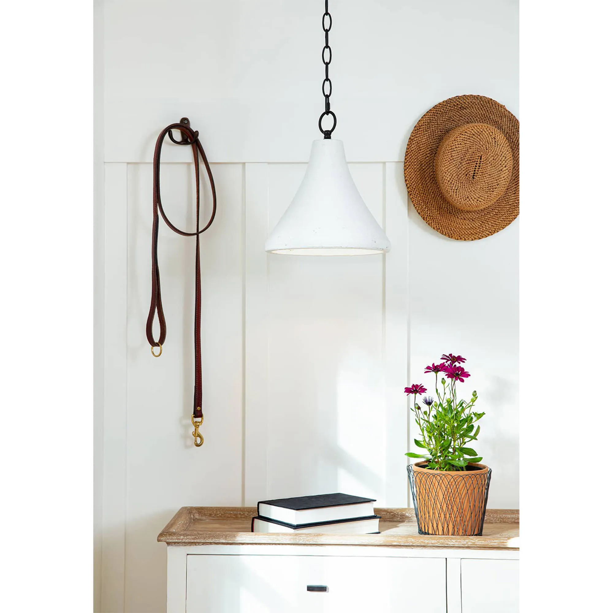 Billie French Concrete Shade Pendant - White