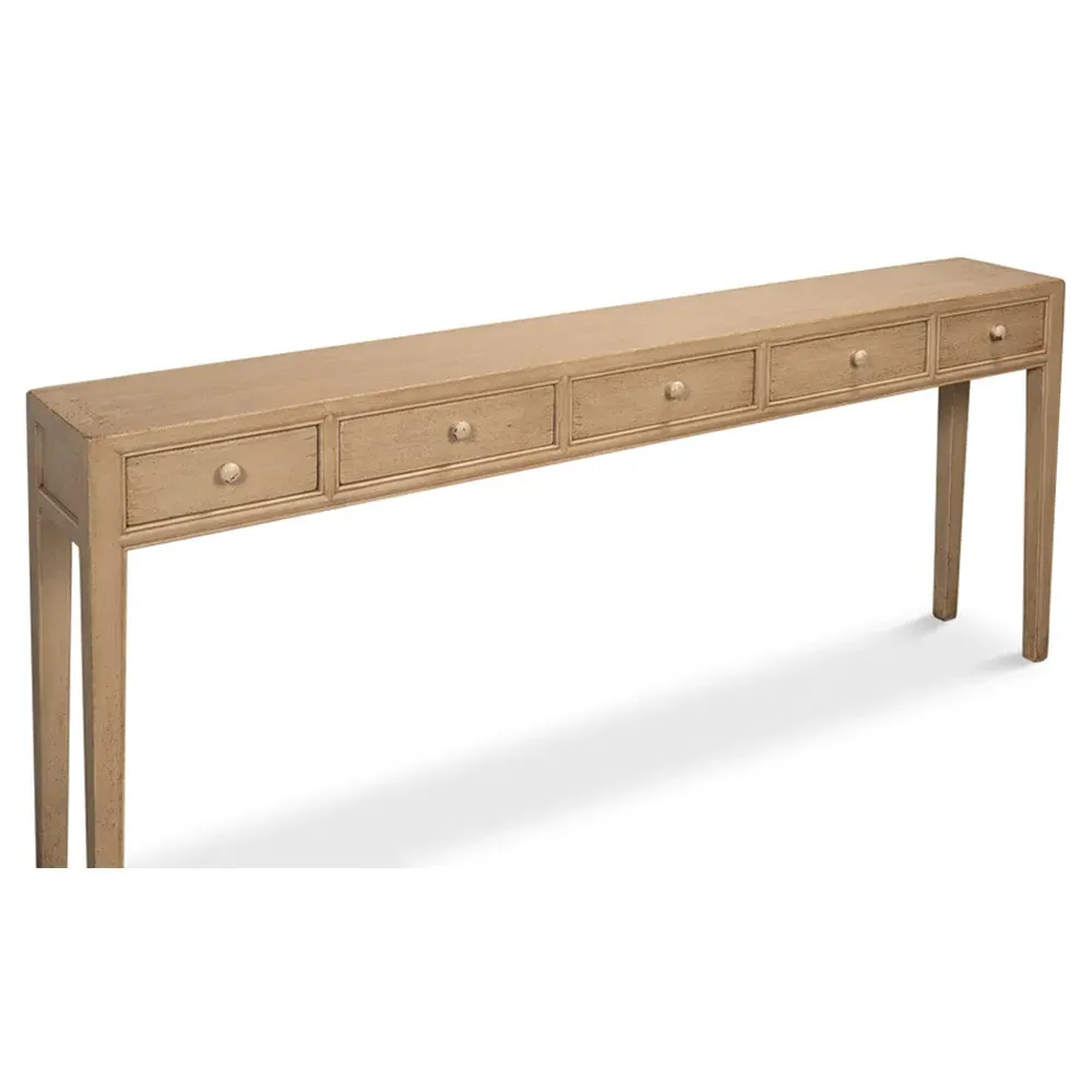 Billie Rectangular Console Table - Brown, Pine Wood