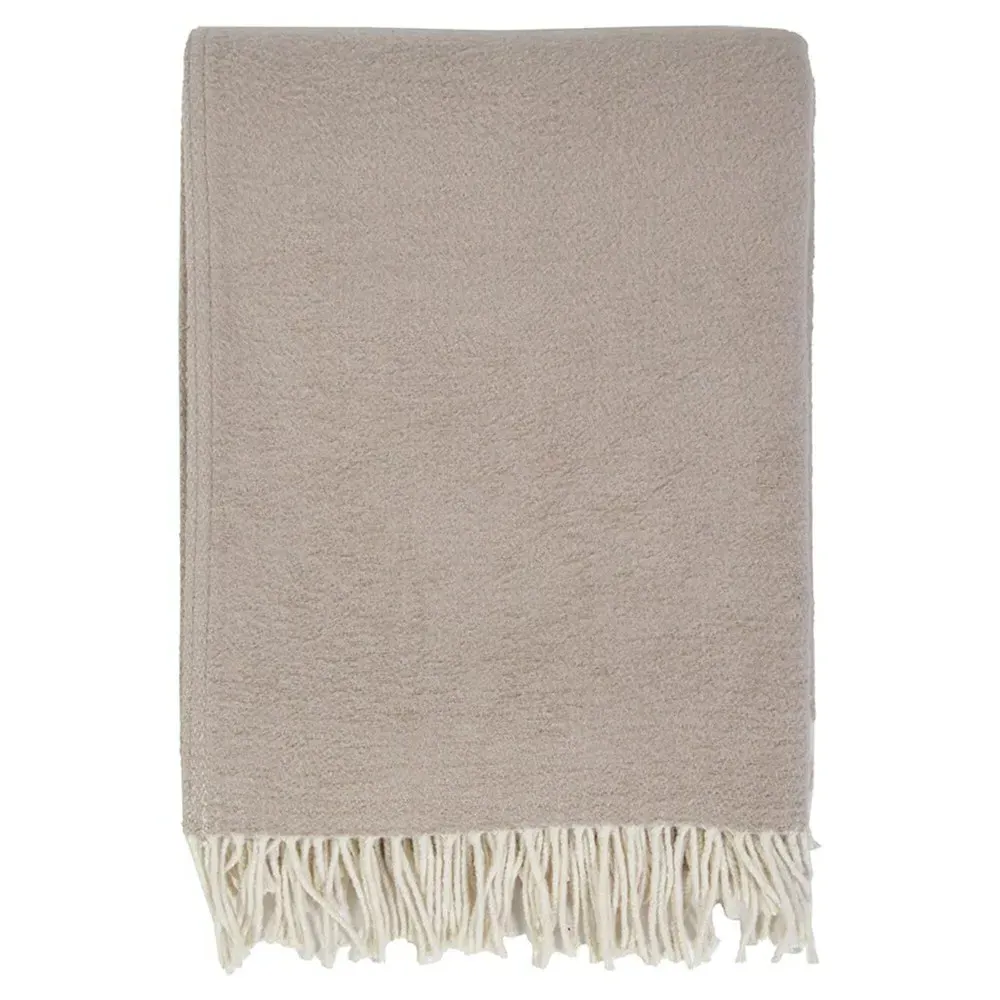 Billie Throw Blanket - Taupe, Cotton