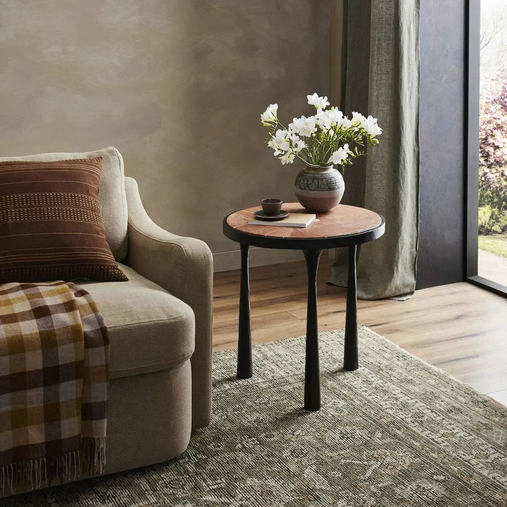 Billings End Table - Rust, Marble