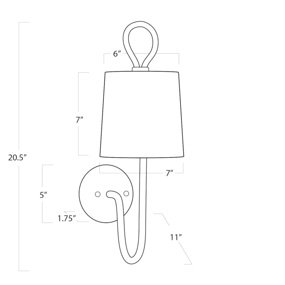 Bimini Armed Sconce - Brown, Rattan