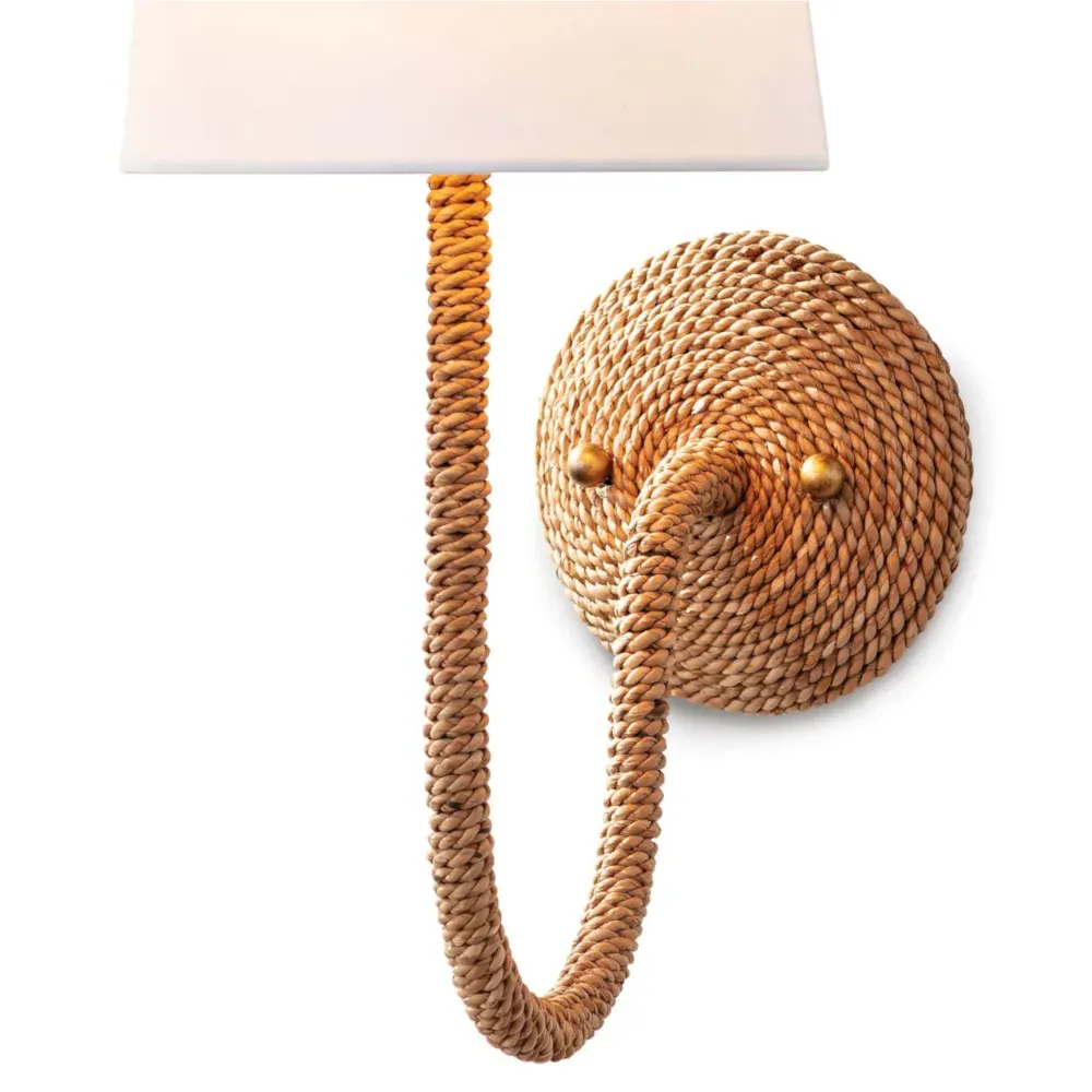 Bimini Armed Sconce - Brown, Rattan