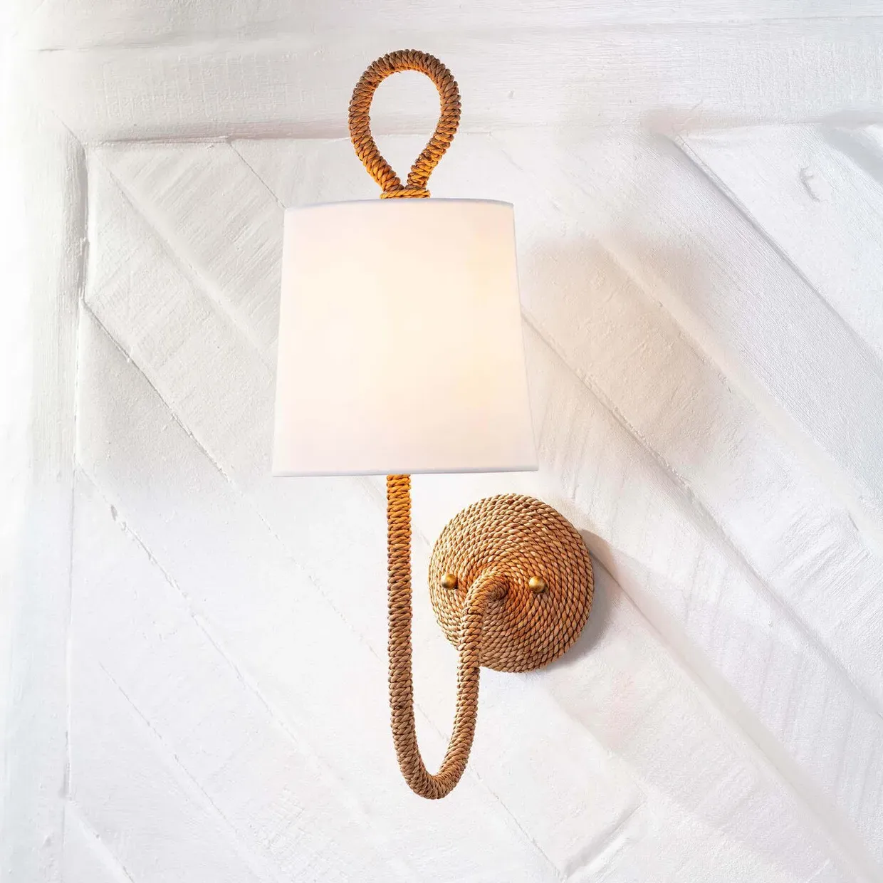 Bimini Armed Sconce - Brown, Rattan