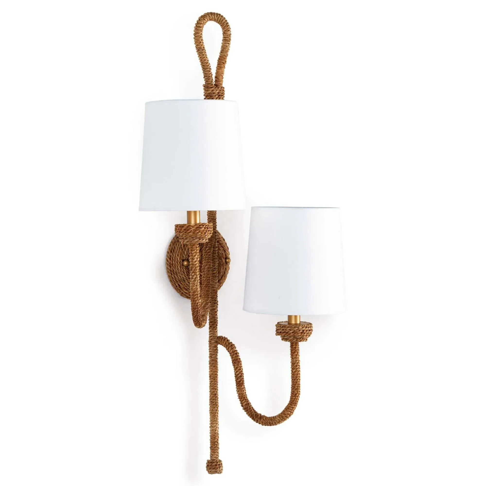 Bimini Double Armed Sconce - Brown, Rattan