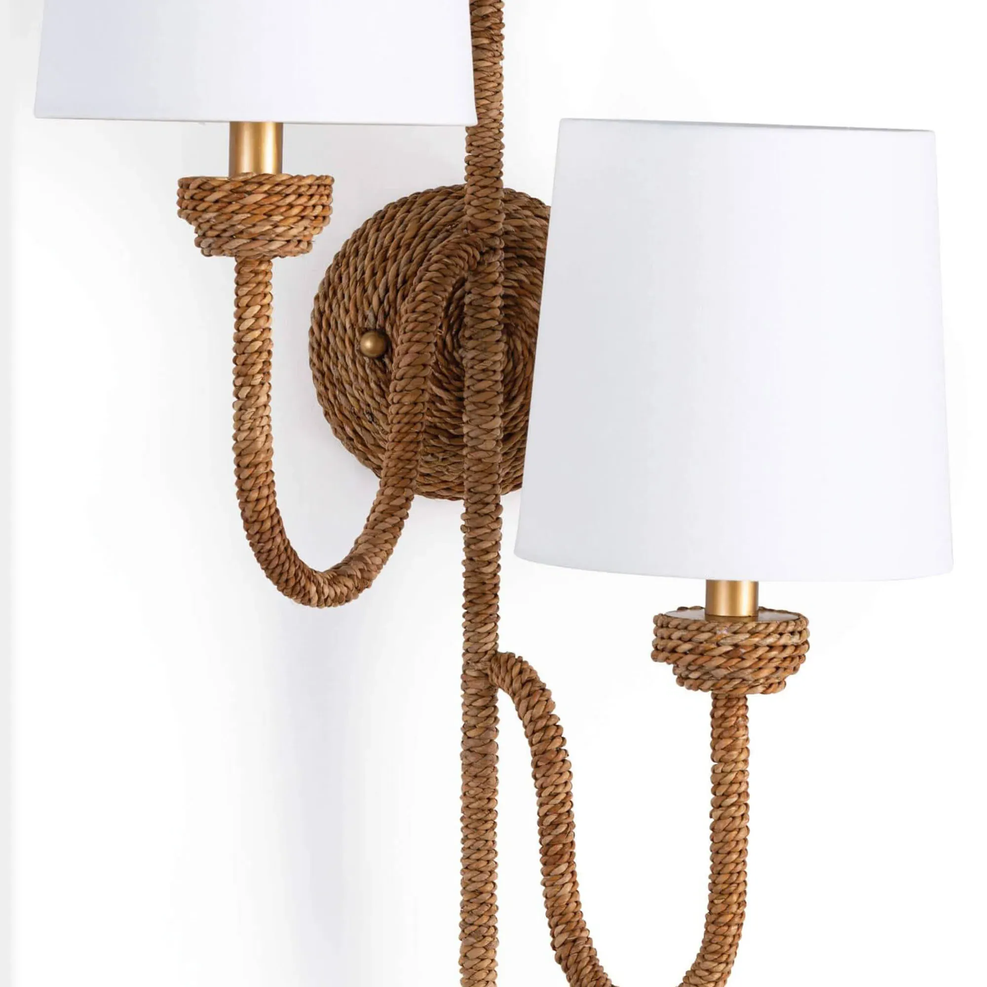 Bimini Double Armed Sconce - Brown, Rattan