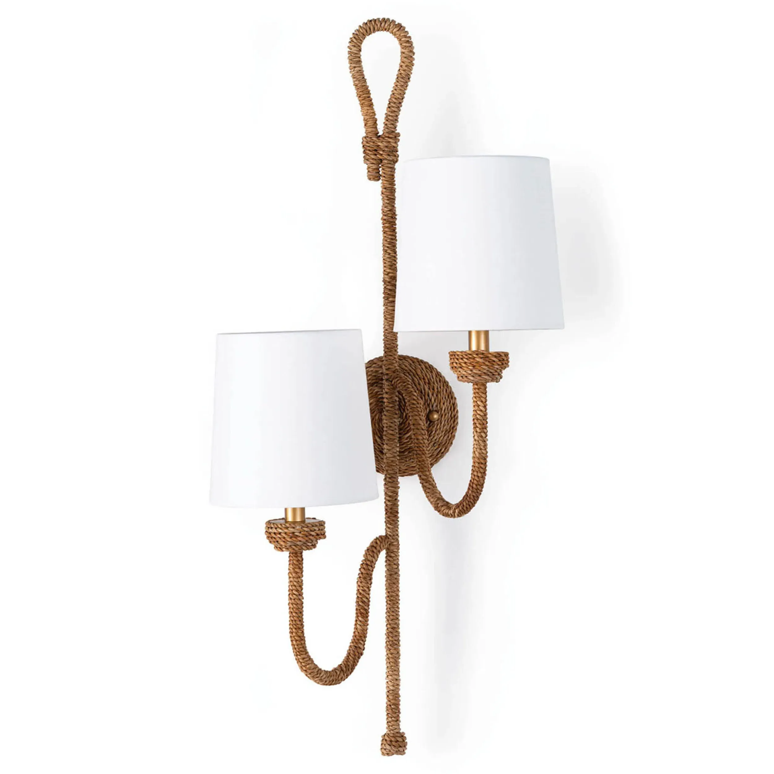 Bimini Double Armed Sconce - Brown, Rattan