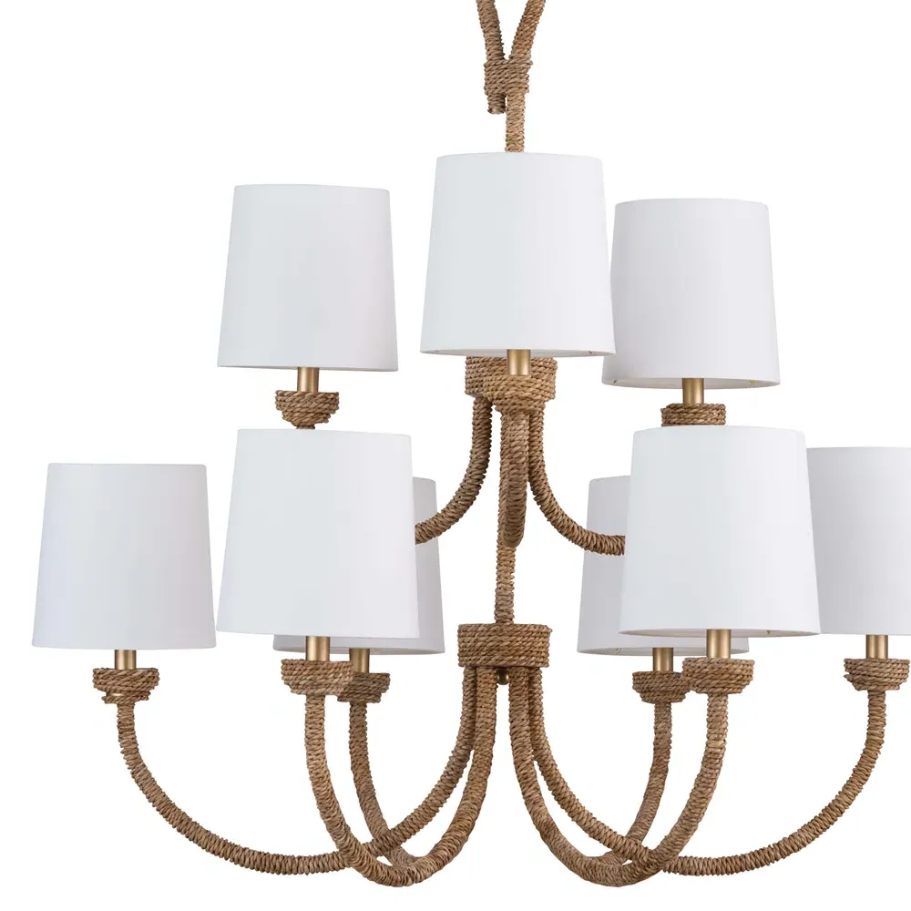 Bimini Large Chandelier - Brown, Rattan