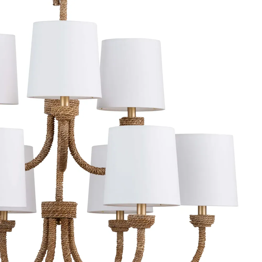 Bimini Large Chandelier - Brown, Rattan