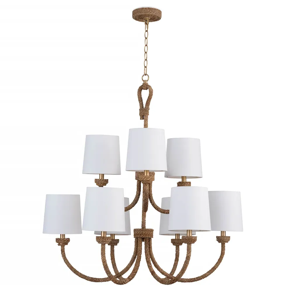 Bimini Large Chandelier - Brown, Rattan