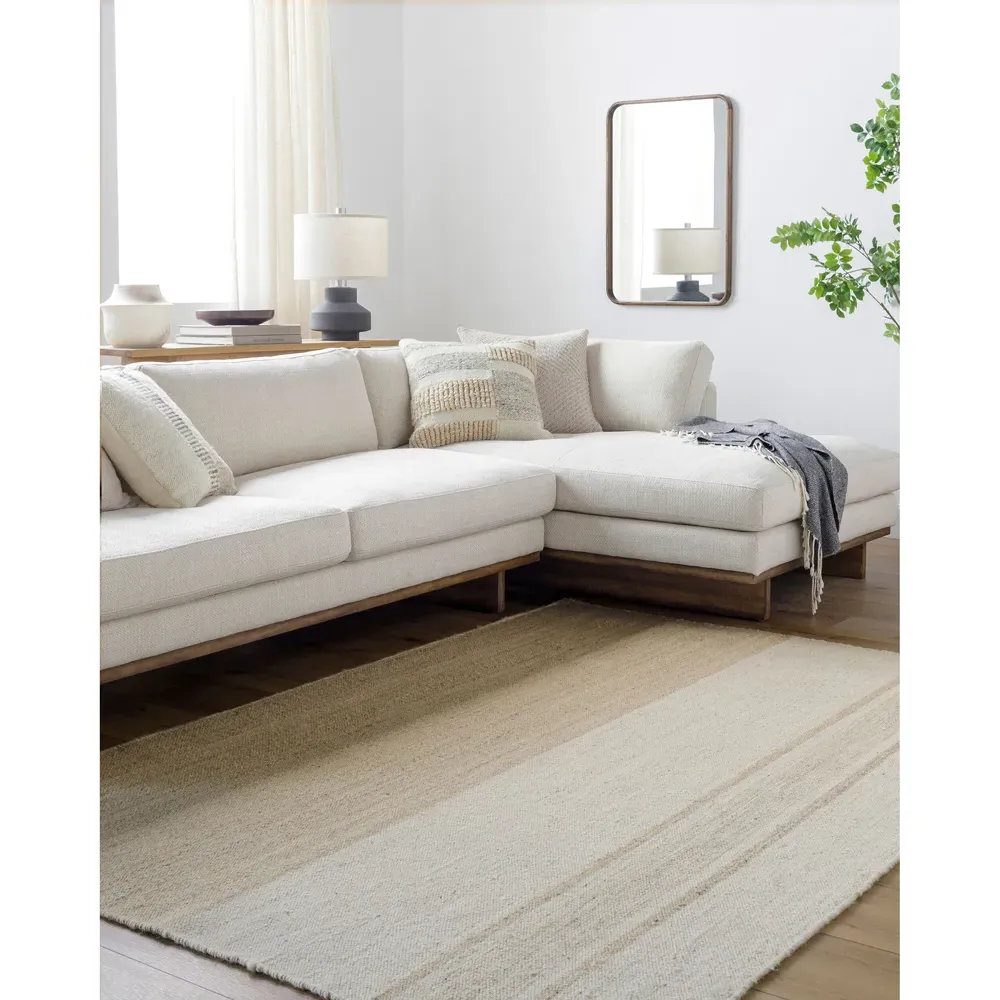 Blaine Striped Rug - Beige, Wool