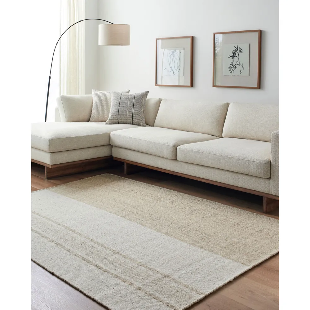 Blaine Striped Rug - Beige, Wool