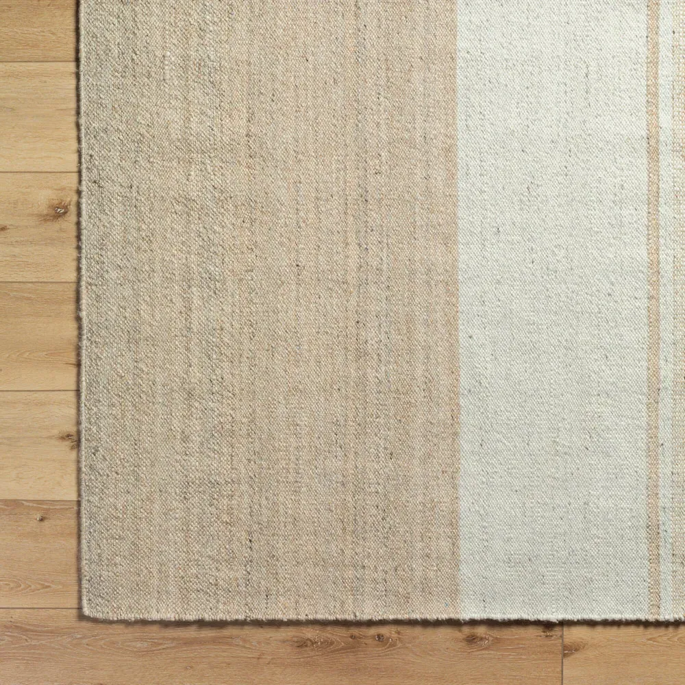 Blaine Striped Rug - Beige, Wool