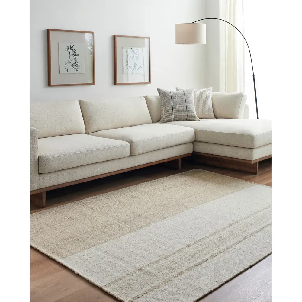 Blaine Striped Rug Sample - Beige, Wool