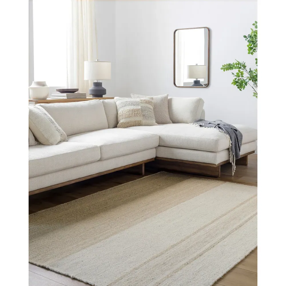 Blaine Striped Rug Sample - Beige, Wool