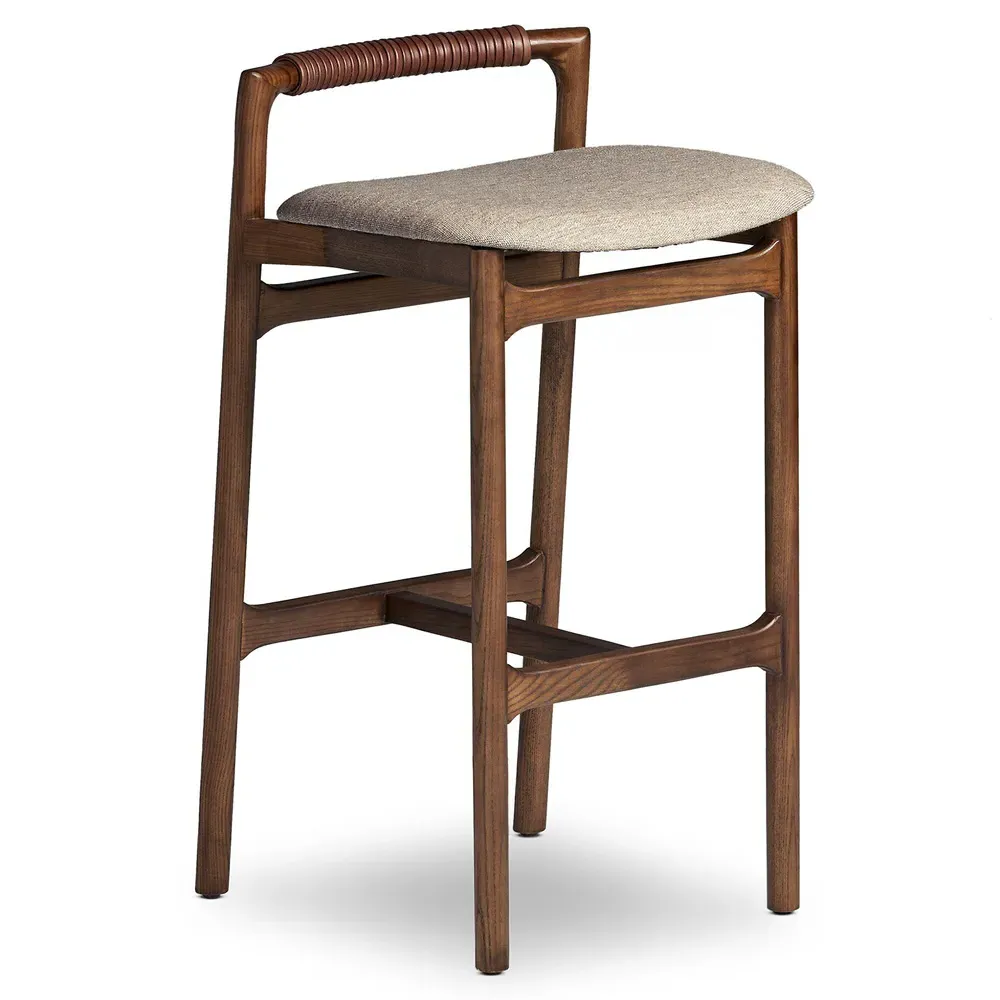 Blaise Bar Stool - Beige, Ash Wood