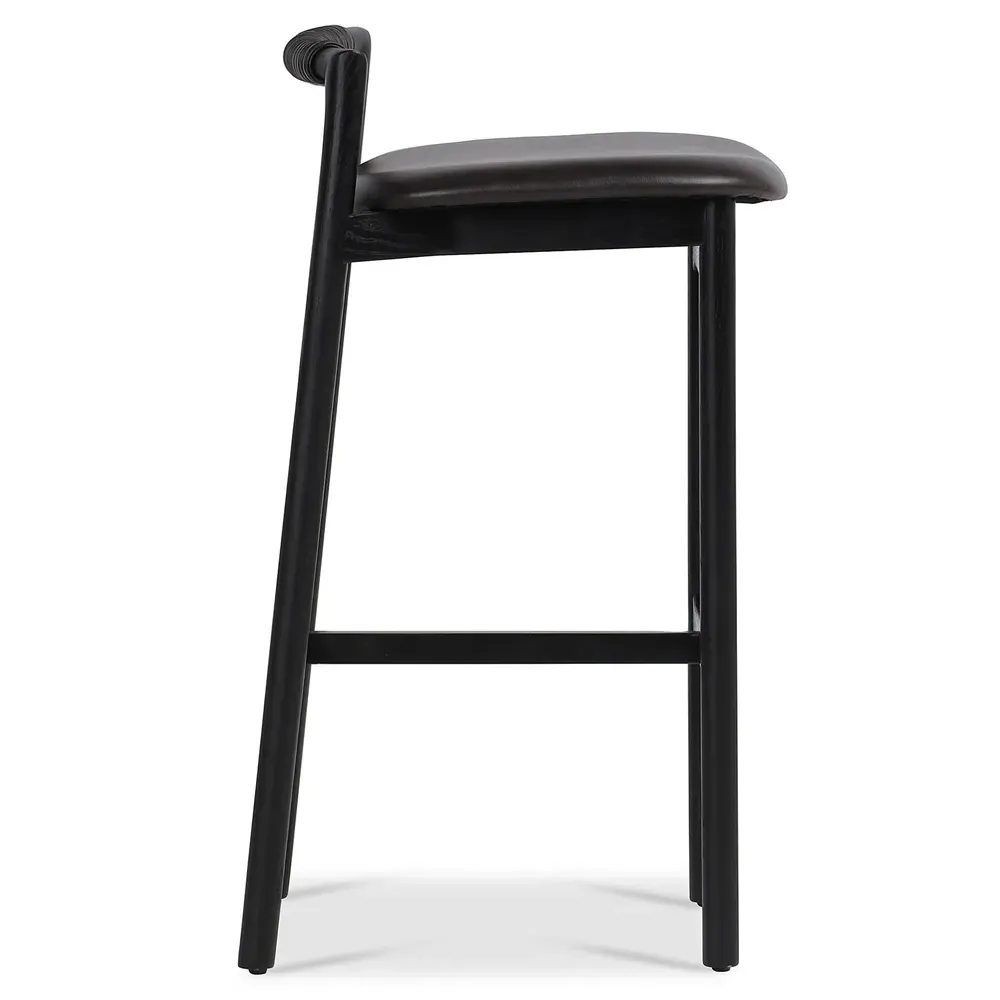 Blaise Bar Stool - Black, Leather