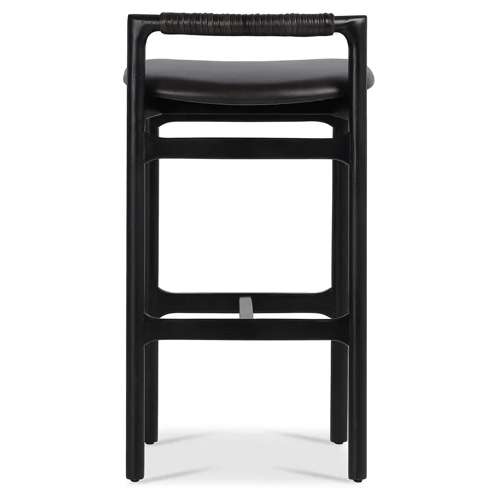 Blaise Bar Stool - Black, Leather