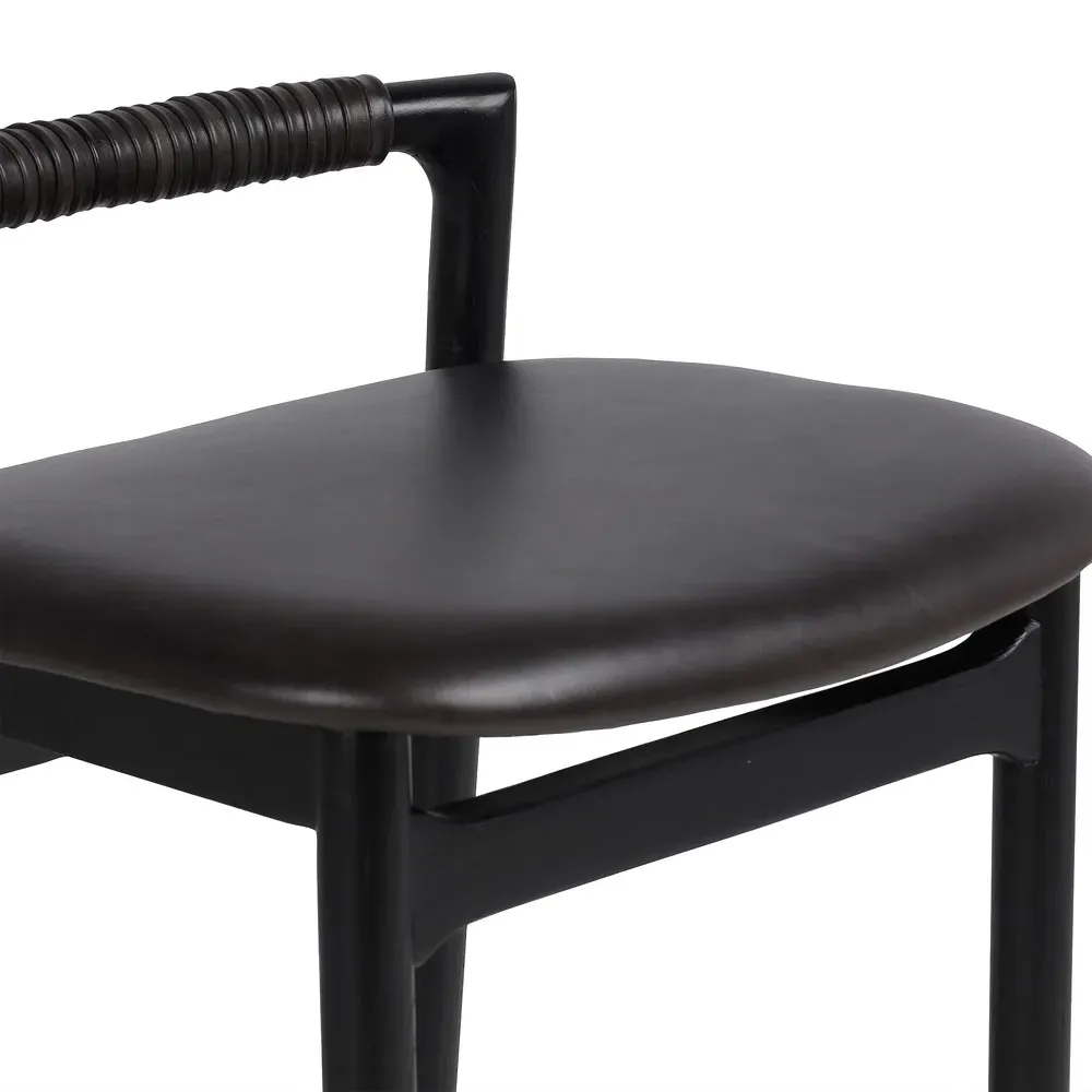 Blaise Bar Stool - Black, Leather