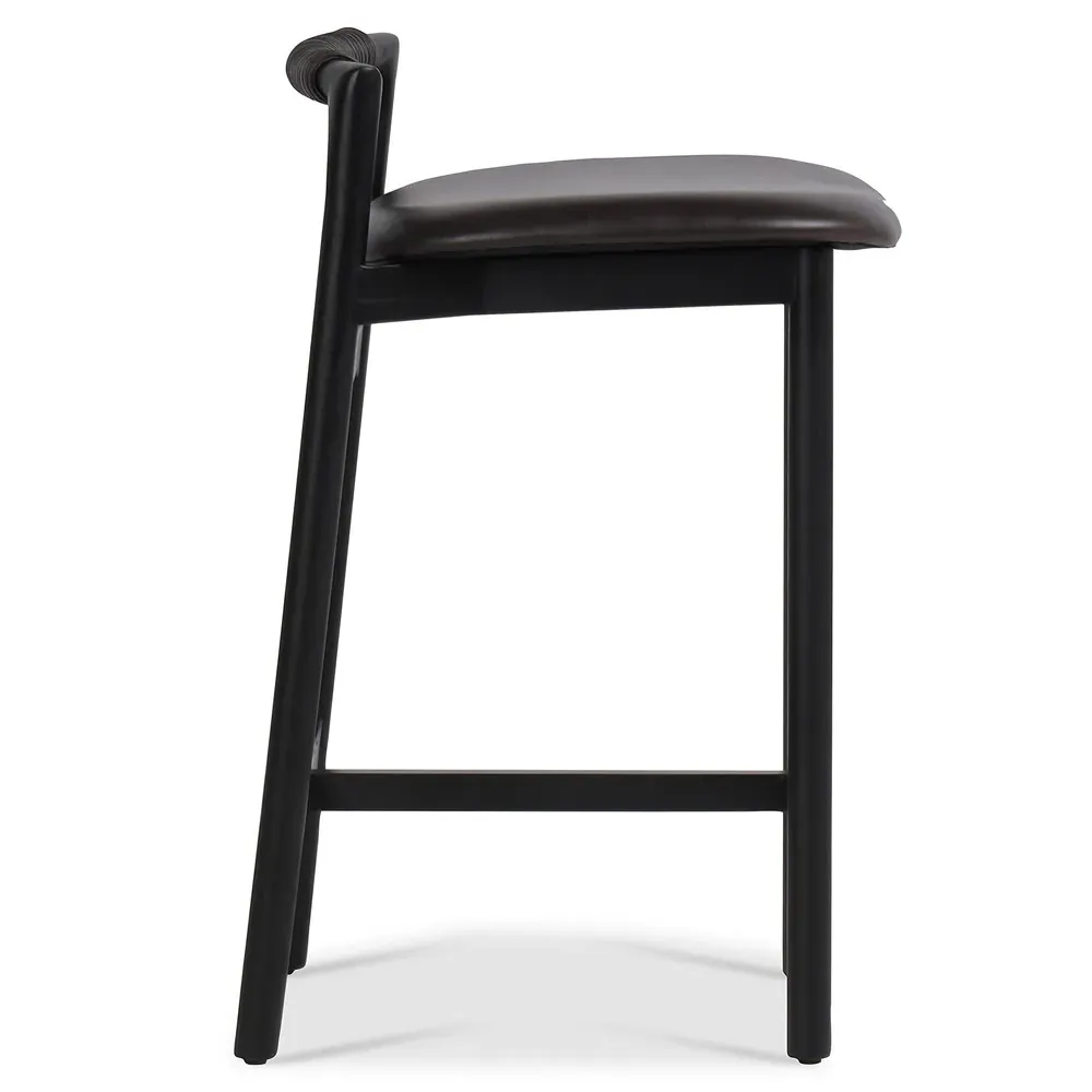 Blaise Counter Stool - Black, Leather