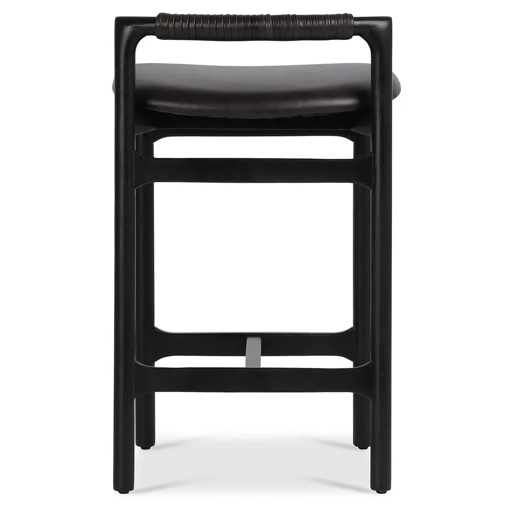 Blaise Counter Stool - Black, Leather
