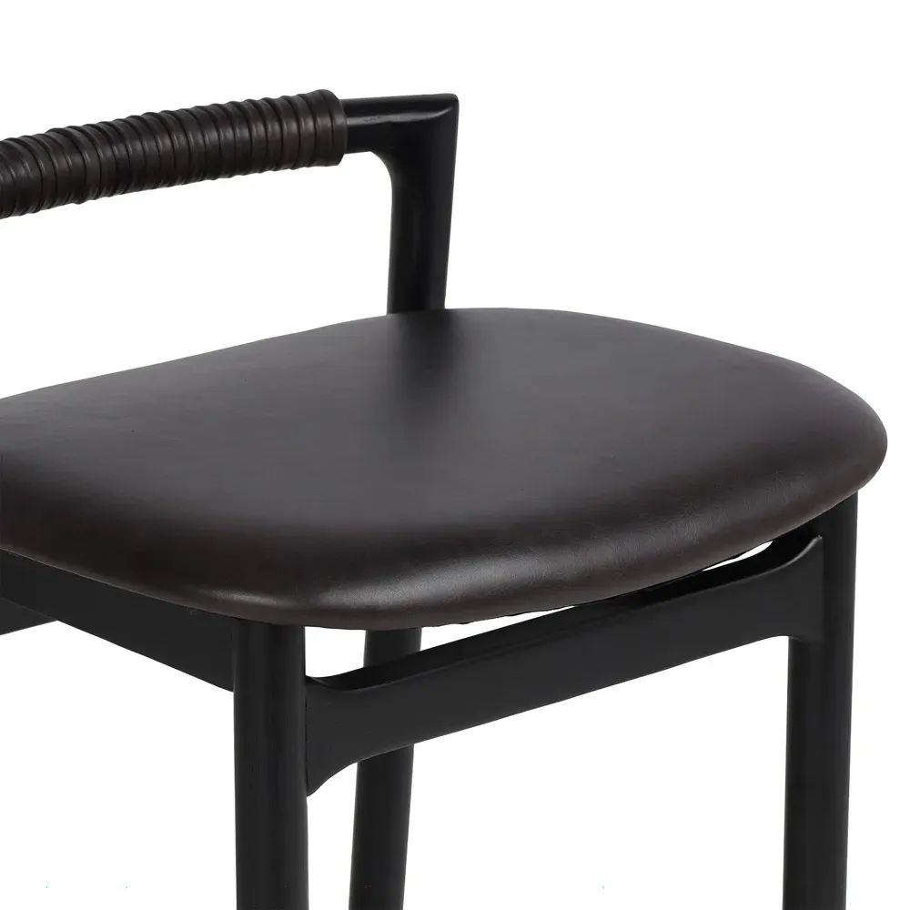 Blaise Counter Stool - Black, Leather
