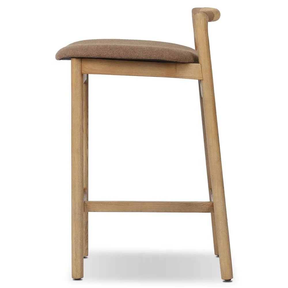Blaise Counter Stool with Paper Cord Back - Brown, Ash Wood