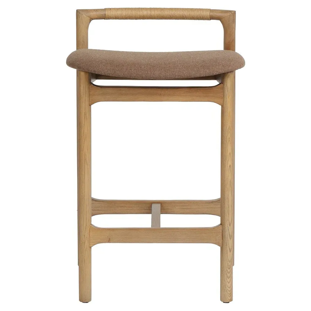 Blaise Counter Stool with Paper Cord Back - Brown, Ash Wood image