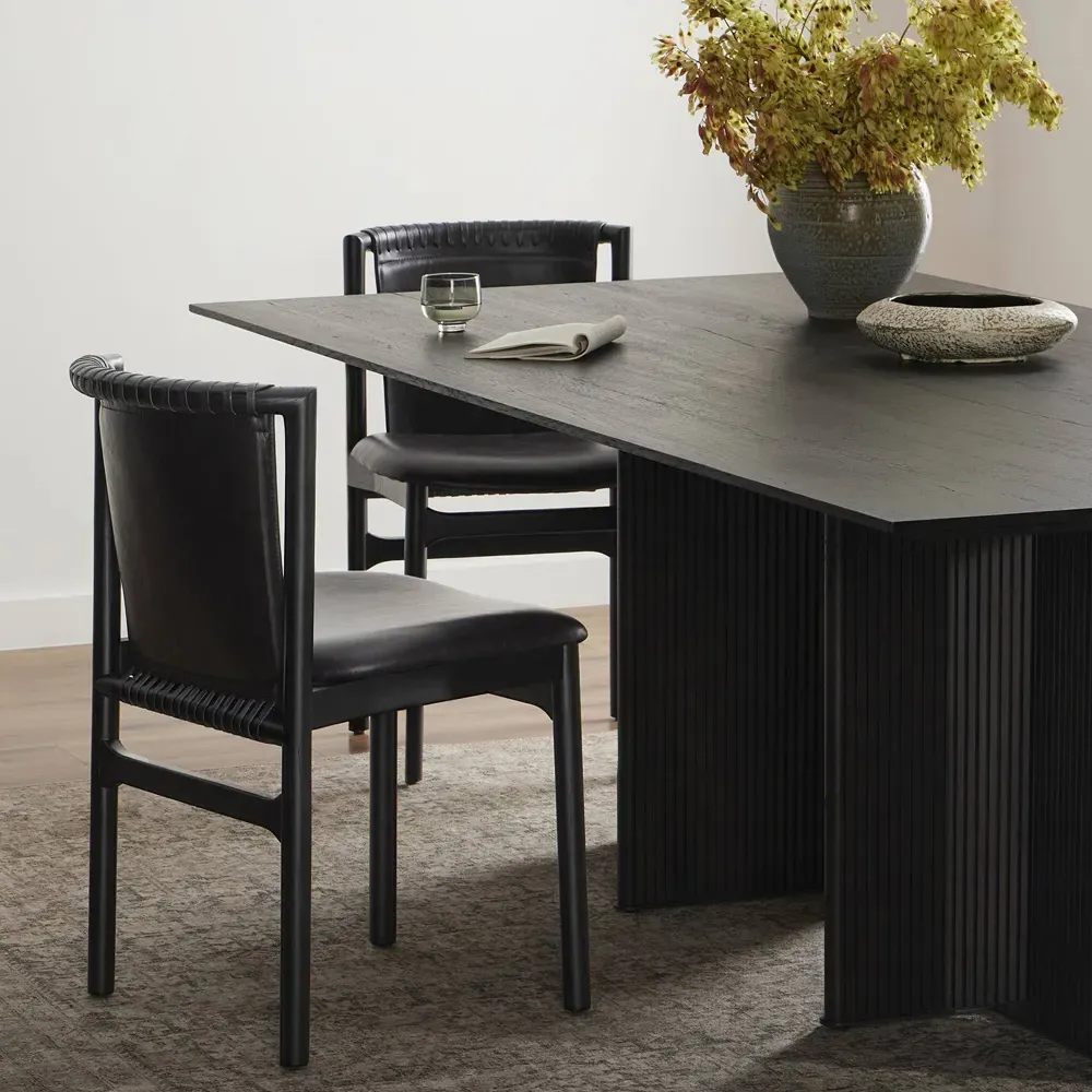 Blaise Dining Side Chair - Black, Leather