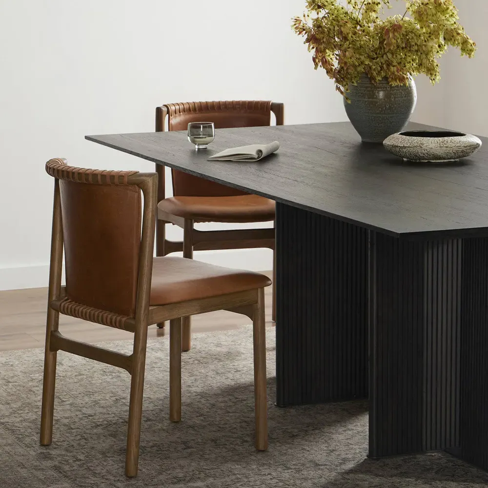 Blaise Dining Side Chair - Brown, Leather