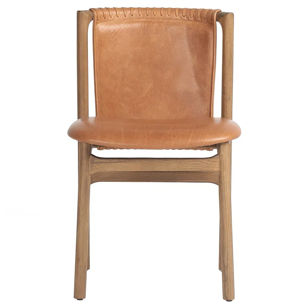 Blaise Dining Side Chair - Brown, Leather