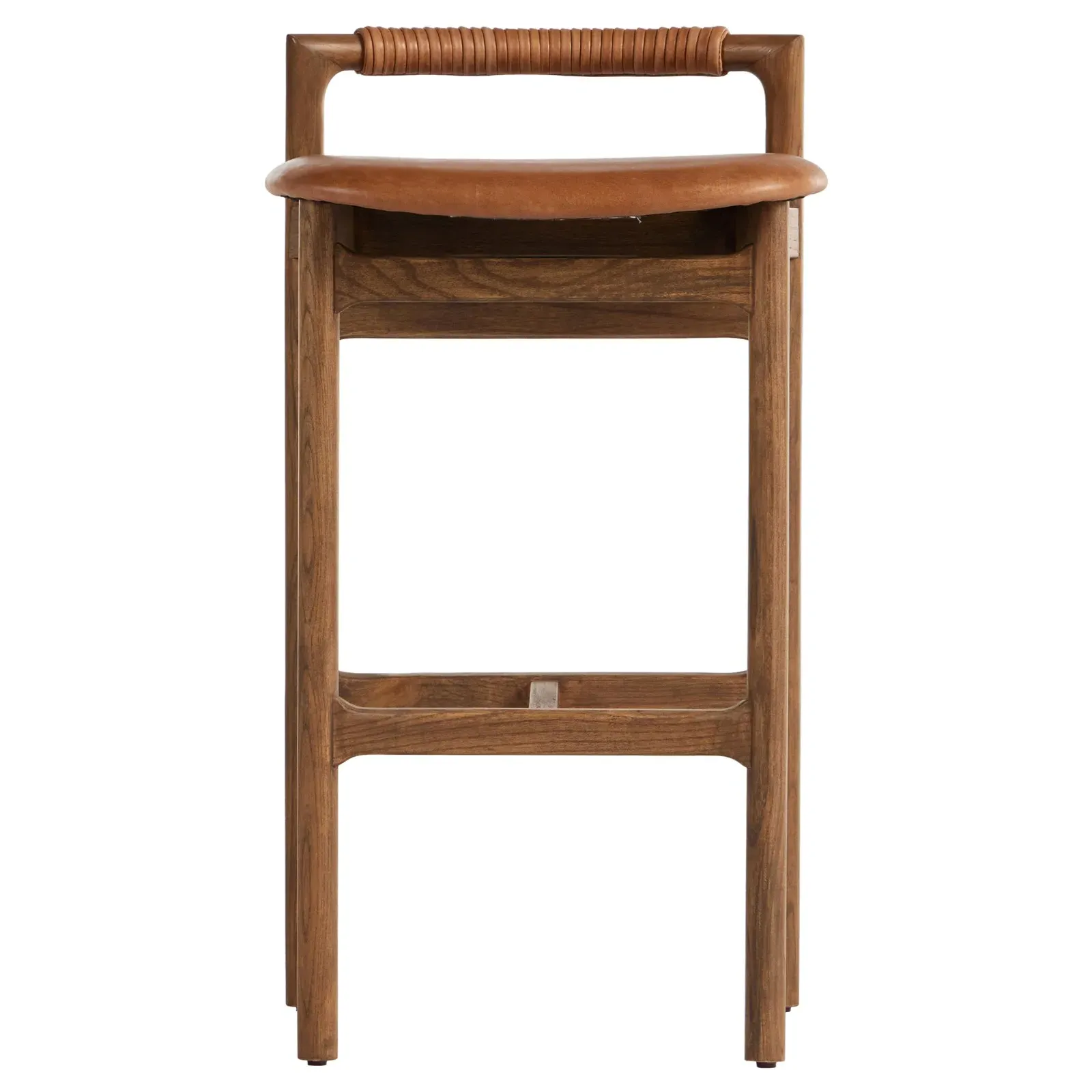 Blaise Low Back Bar Stool - Brown, Leather