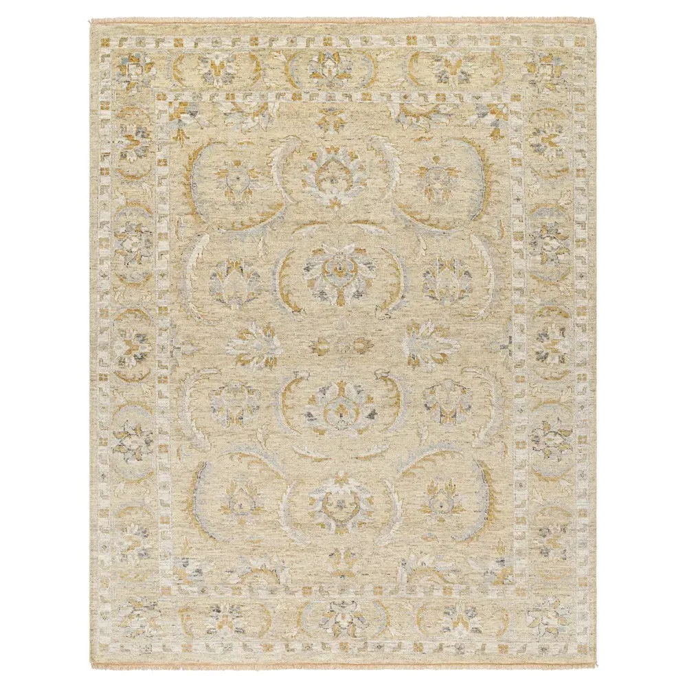 Blaise Patterned Hand Knotted Rug - Beige, Wool