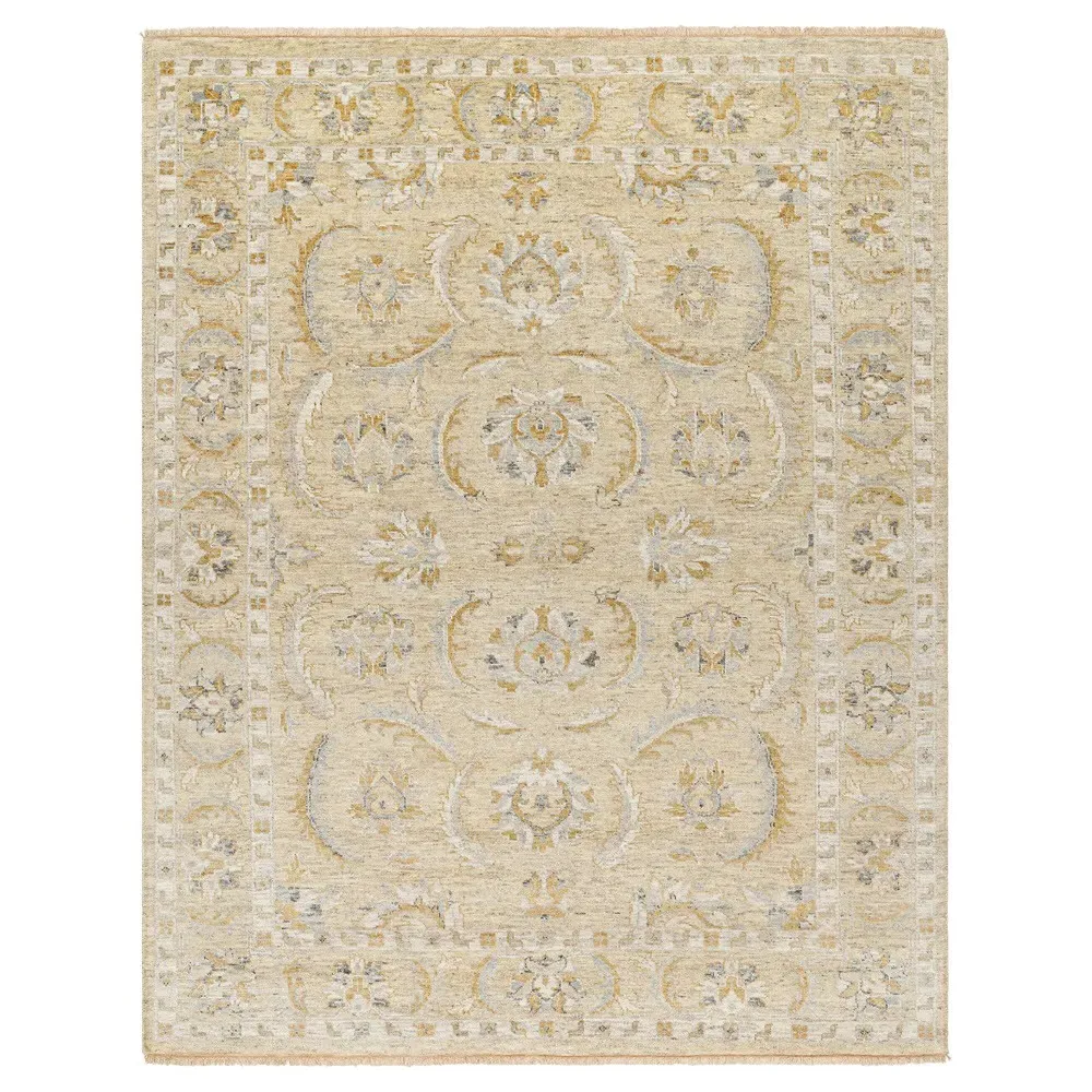 Blaise Patterned Hand Knotted Rug Sample - Beige, Wool image