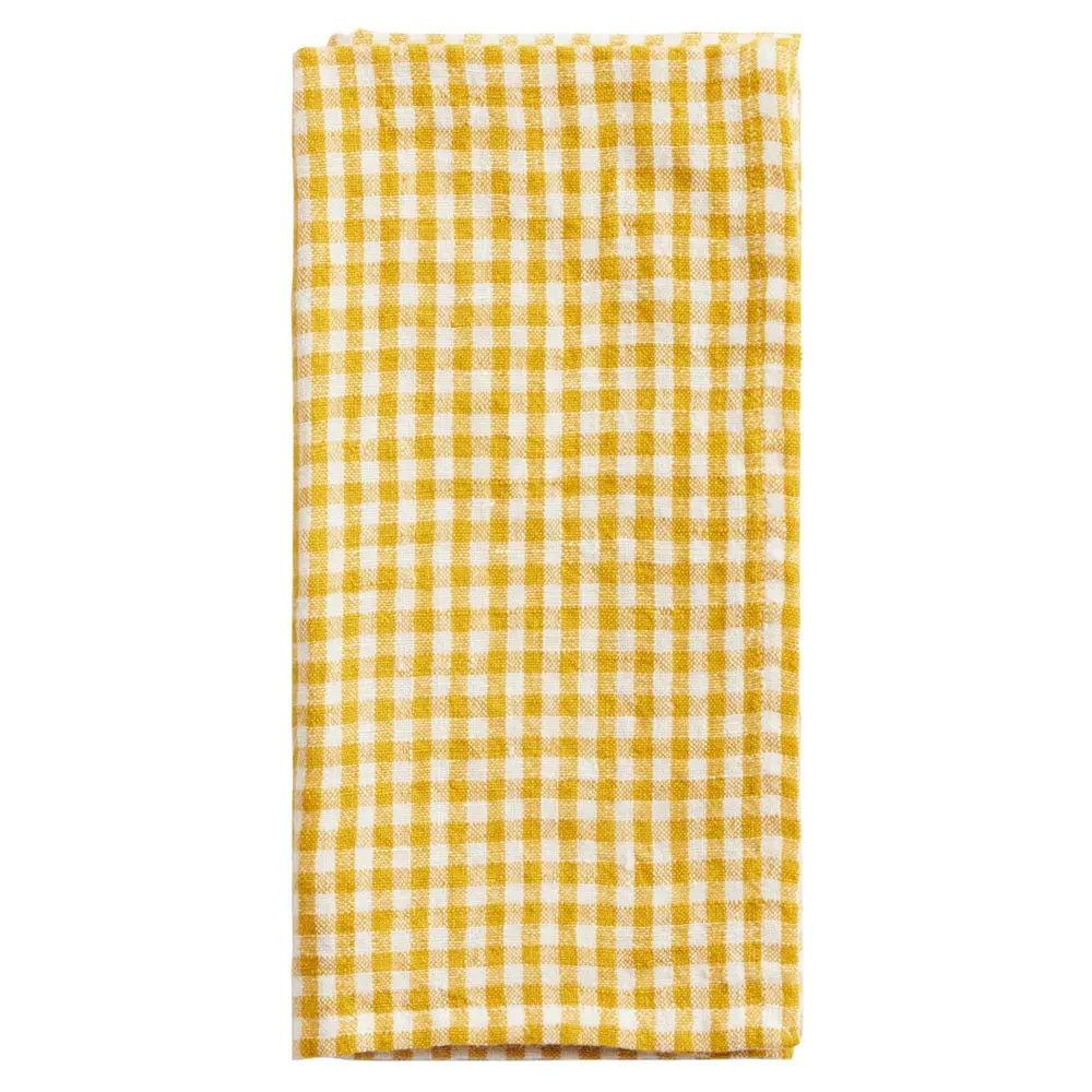 Blake Gingham Linen Luncheon Napkin Set of 4 - Yellow