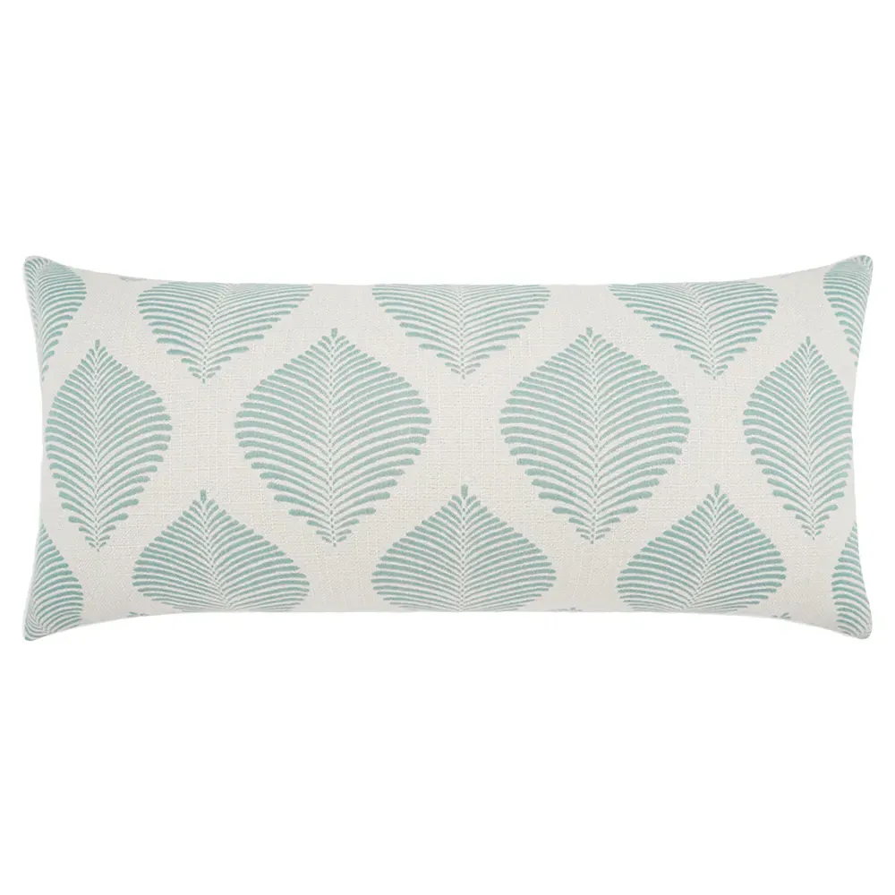 Blake Leaf Print Lumbar Pillow Indoor Outdoor - Light Blue image
