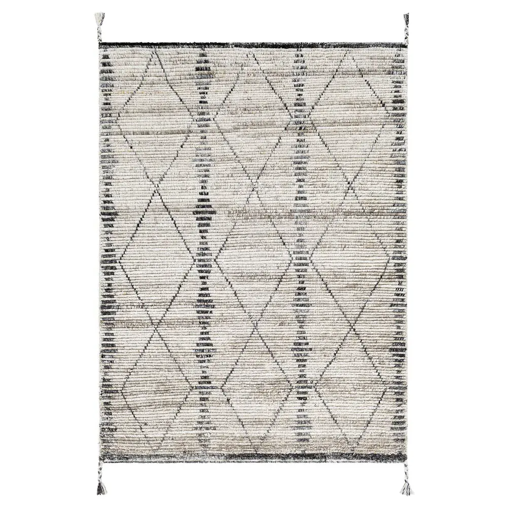 Blanca Diamond Shag Indoor Outdoor Hand Knotted Rug - Beige