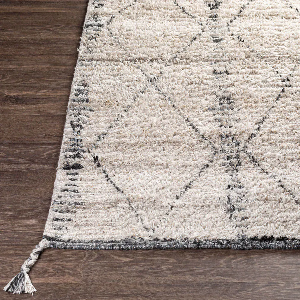 Blanca Diamond Shag Indoor Outdoor Hand Knotted Rug Sample - Beige