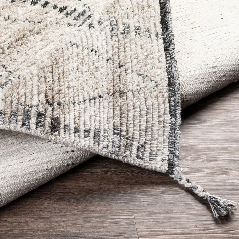 Blanca Diamond Shag Indoor Outdoor Hand Knotted Rug Sample - Beige