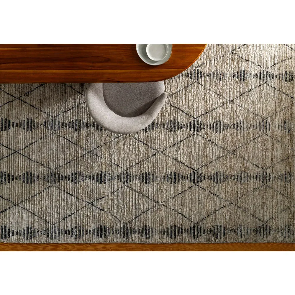 Blanca Diamond Shag Indoor Outdoor Hand Knotted Rug Sample - Beige