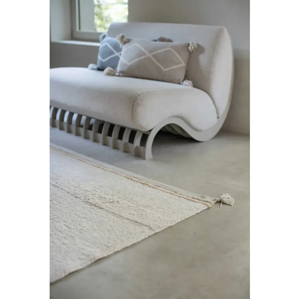 Bloom Washable Patterned Shag Rug - Natural, Cotton