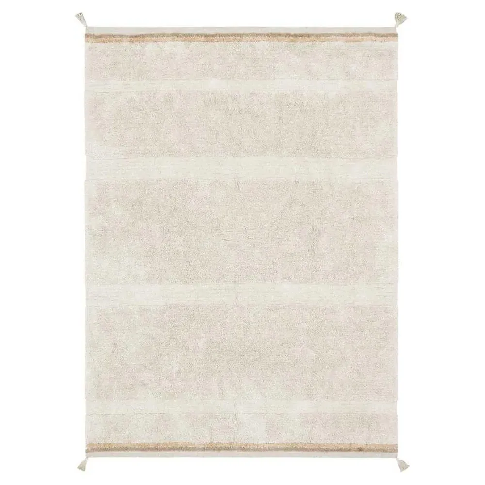 Bloom Washable Patterned Shag Rug - Natural, Cotton
