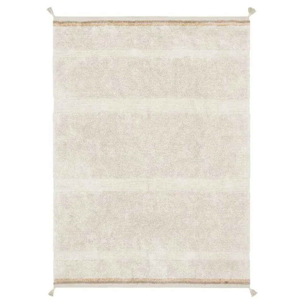 Bloom Washable Patterned Shag Rug - Natural, Cotton