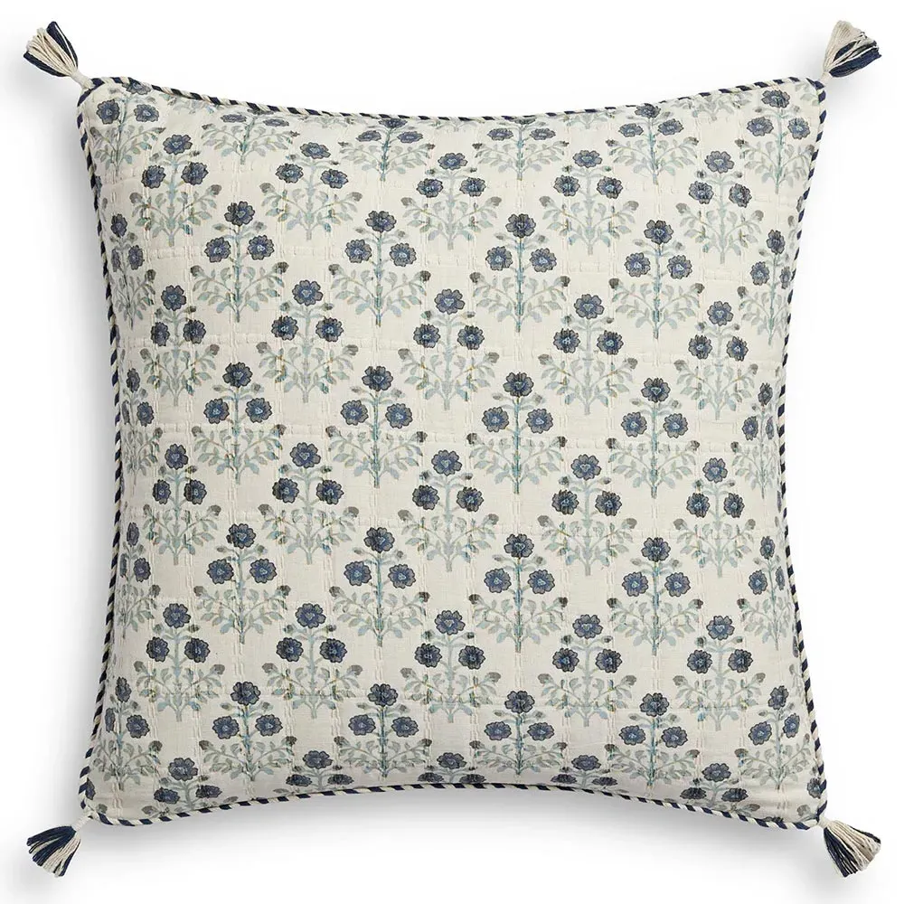 Blue Cotton Down Fill Throw Pillow - Blue
