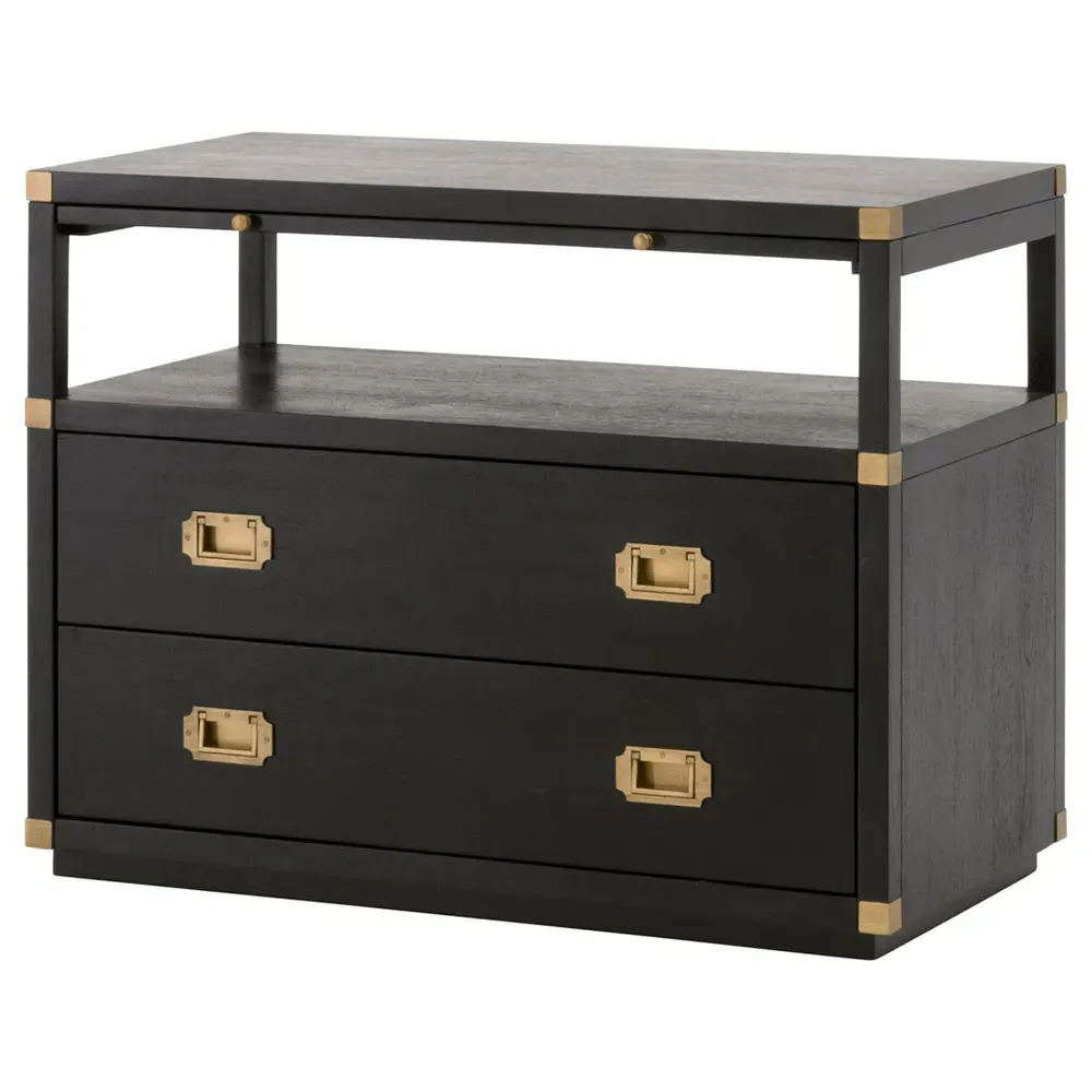 Bobby 2 Drawer Nightstand - Black, Acacia