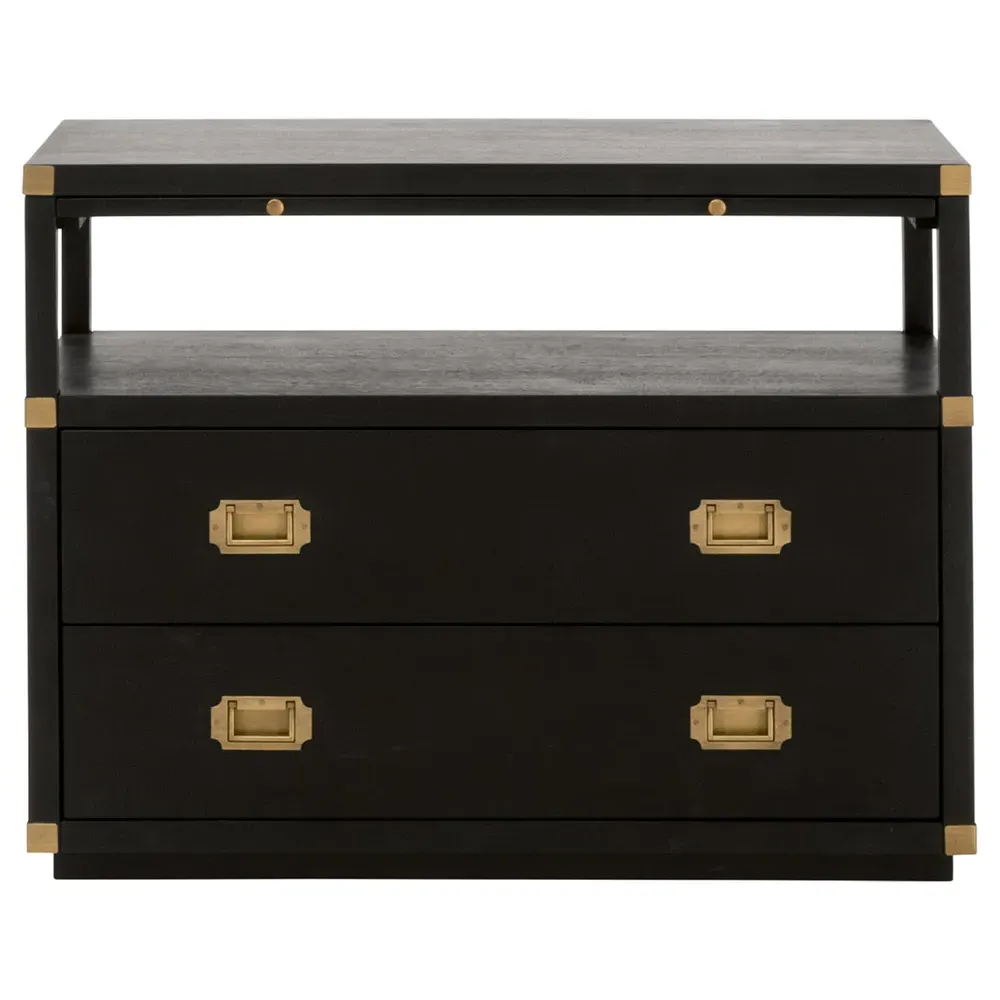 Bobby 2 Drawer Nightstand - Black, Acacia