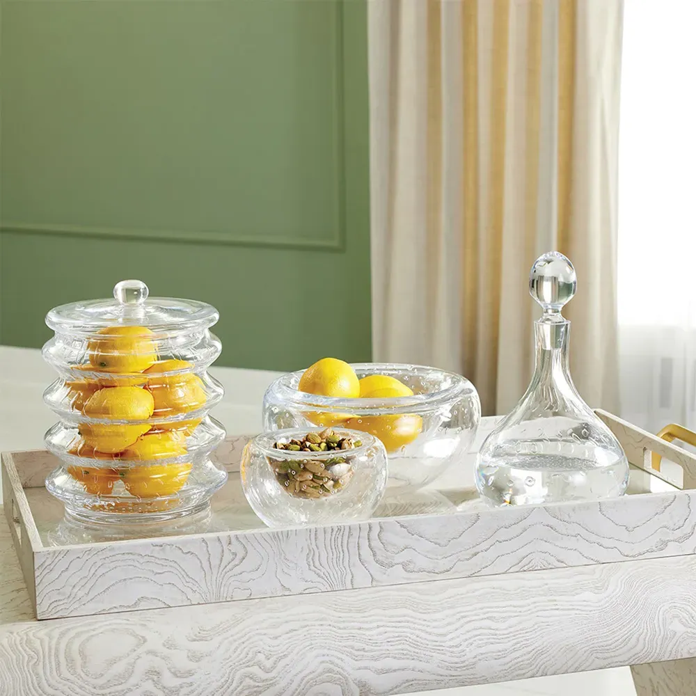 Bonnie Large Seeded Glass Canister - Clear